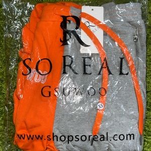 Gray and orange limited ed. Gsuwoo ruched sweatpants